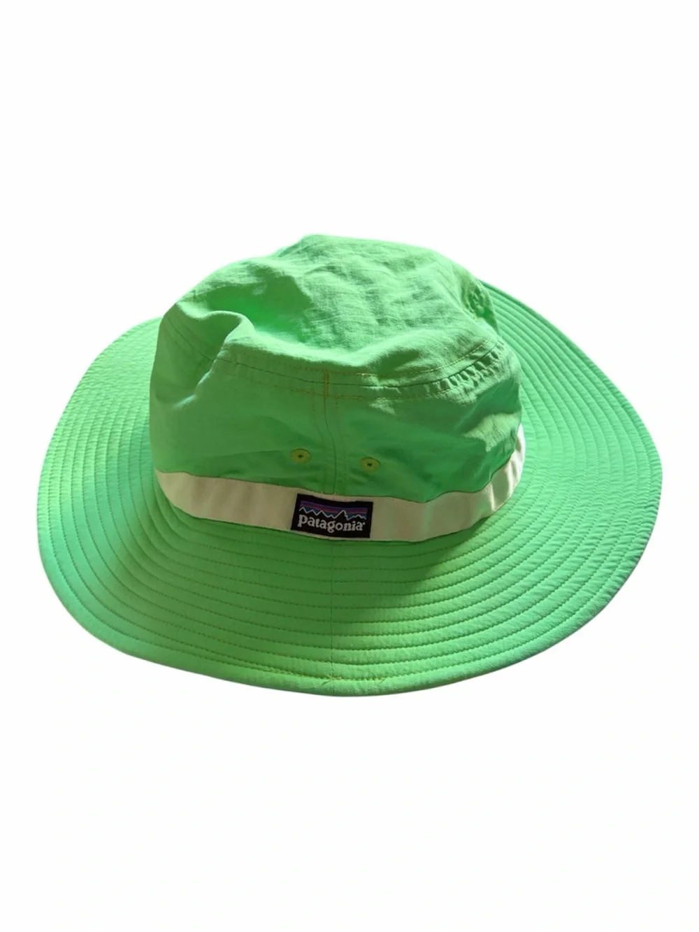 Patagonia Kids Sun Hat in Neon Green with White Trim